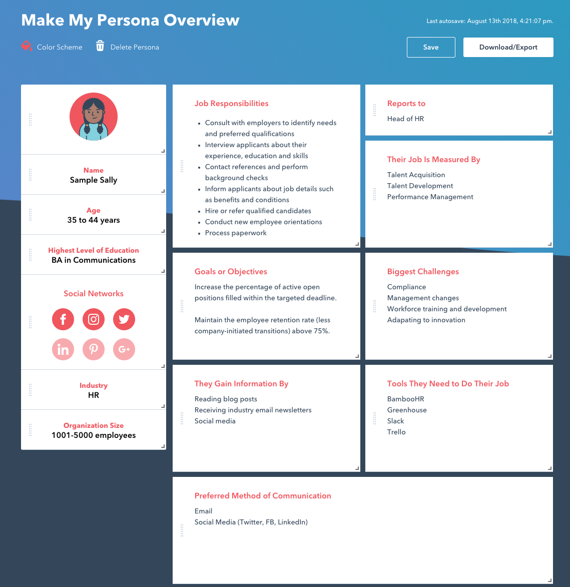 Screenshot of Hubspot's Make My Personal Tool.