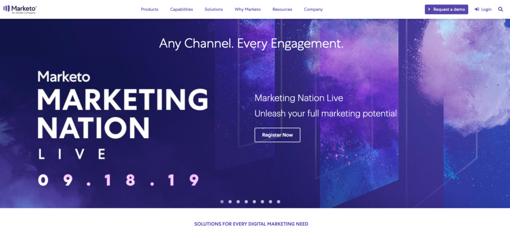 B2B SaaS marketo homepage example