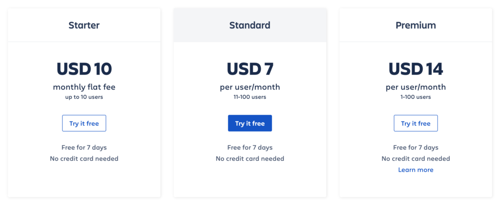 atlassian pricing example