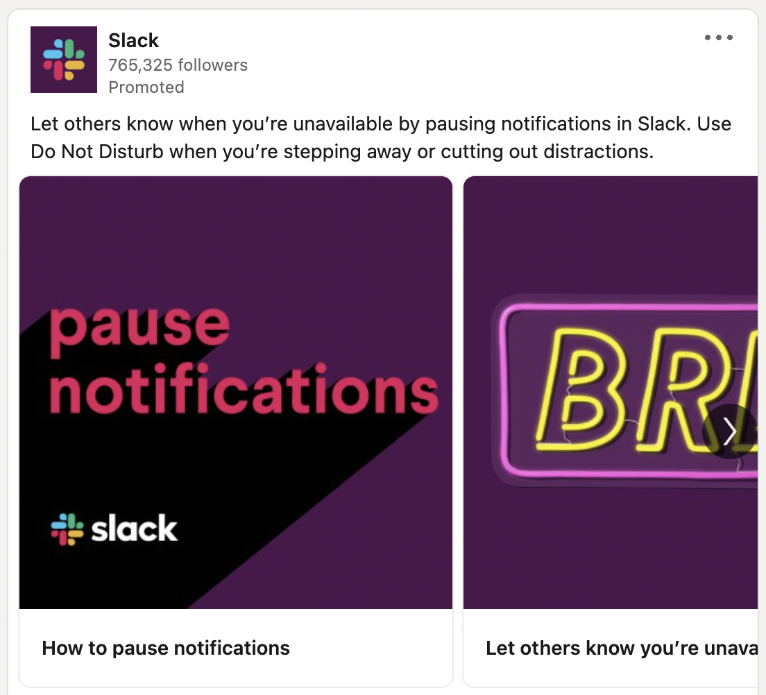 Slack LinkedIn Ad 