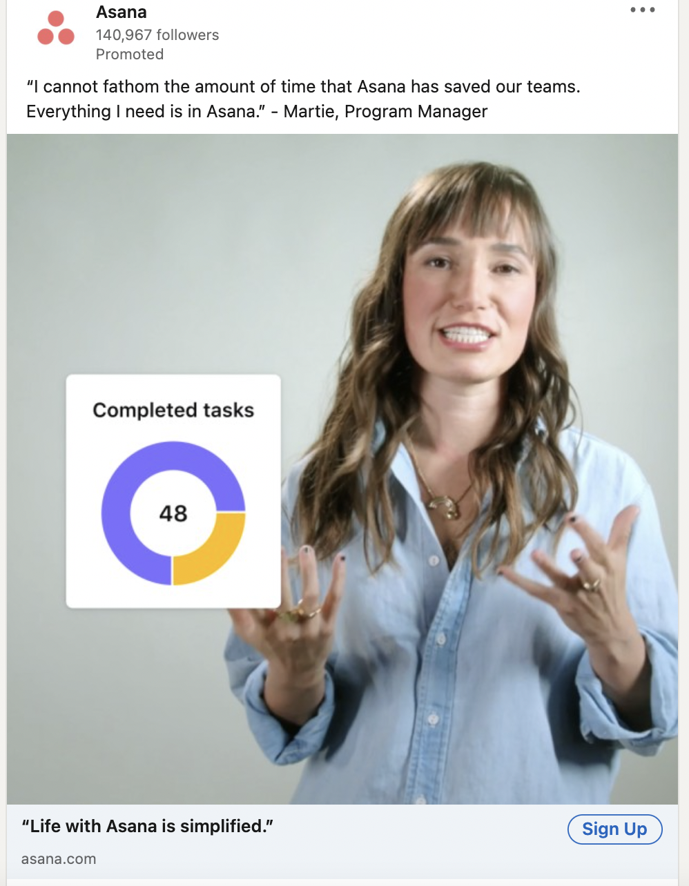 Asana LinkedIn Ad