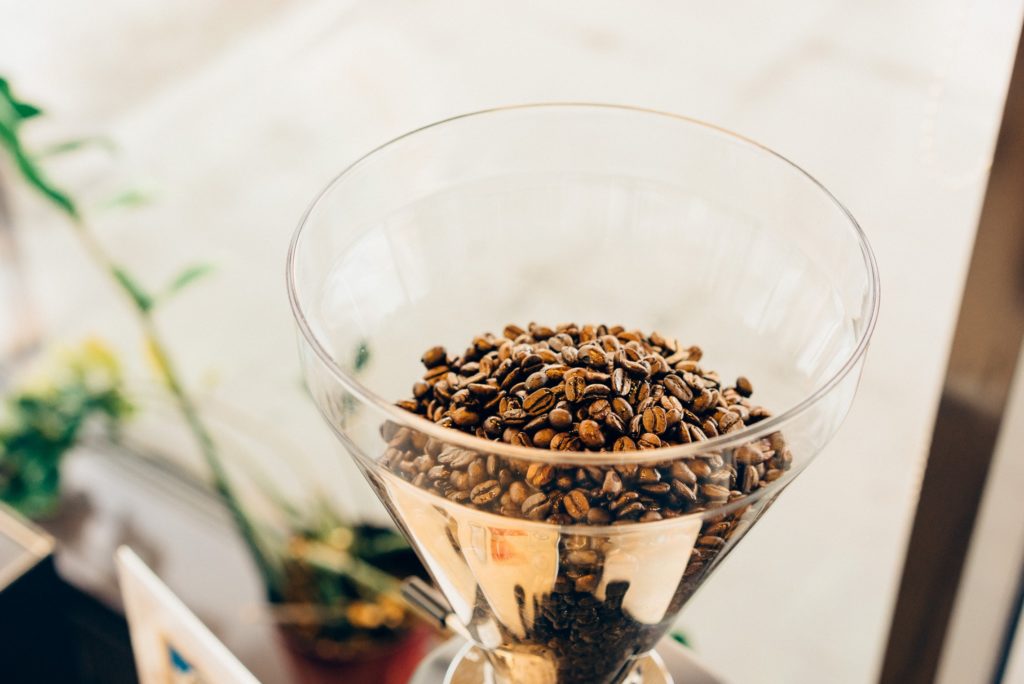 coffee beans in a blender